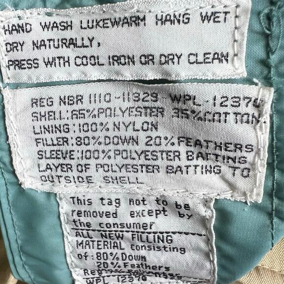 Pioneer Wear Vintage Reversible Down & Feather Jacket Men's M/L Winter Beige/Grn - Picture 6 of 10